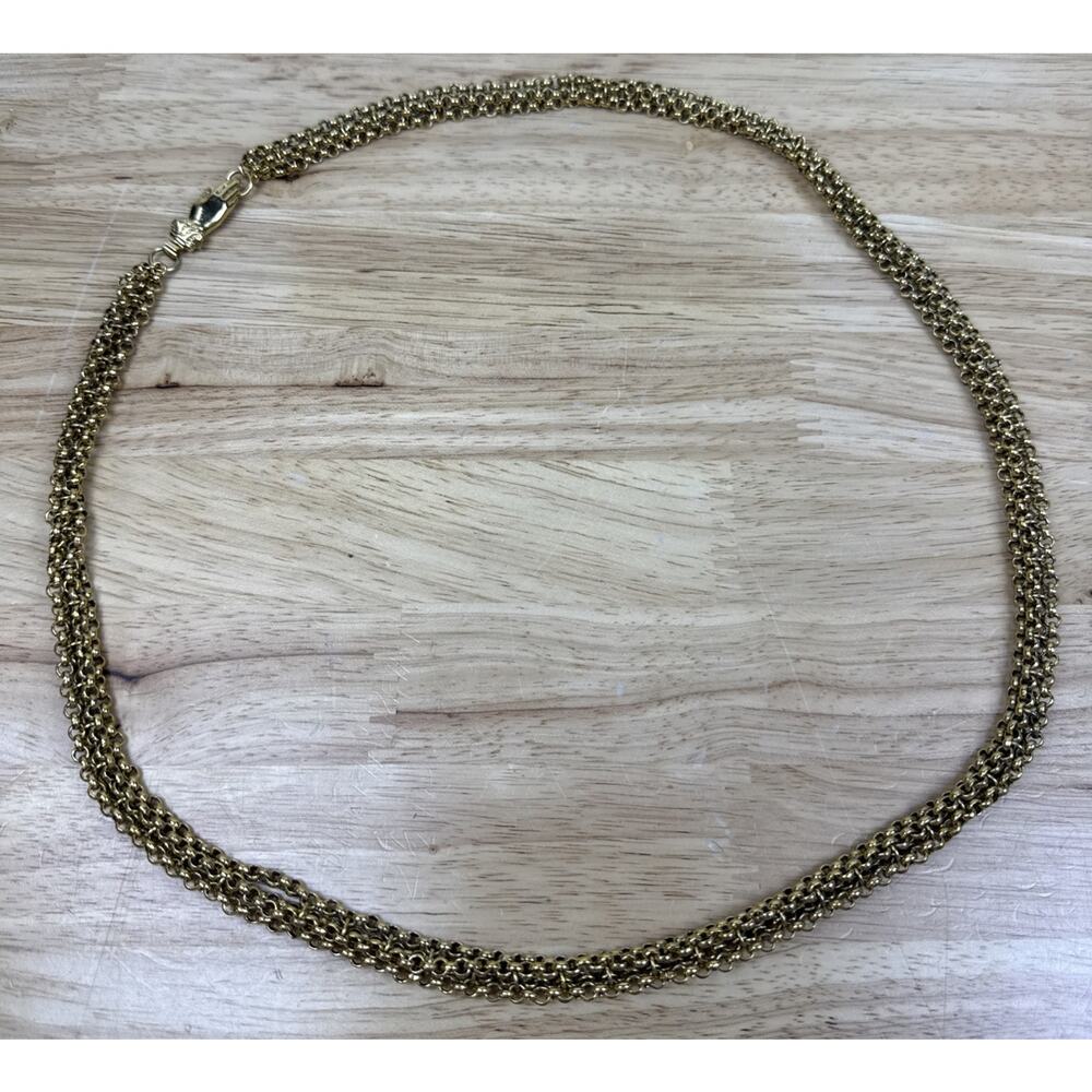 Vintage Figural Hand Clasp Rolo Chain Necklace Chunky Statement Piece 31” RARE - Picture 3 of 9